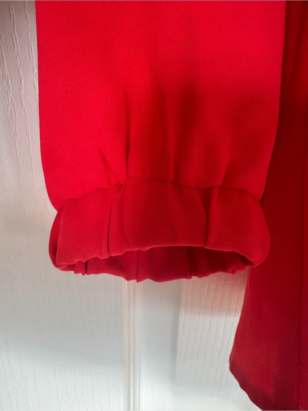 Tuckernuck Red V-Neck Blouse Puff Sleeve Top XS